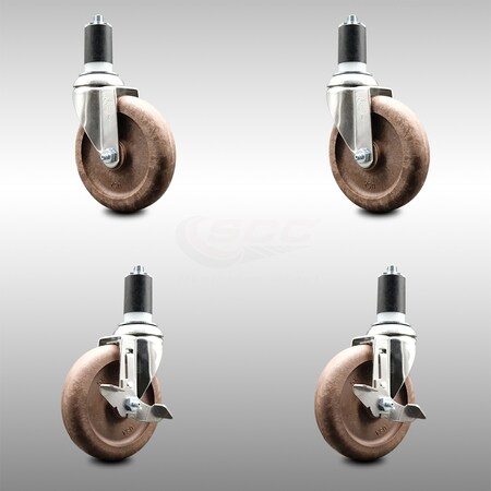 Service Caster 5 Inch 316SS High Temp Glass Filled Nylon 1-1/2 Inch Stem Caster Brake SCC, 2PK SCC-SS316EX20S514-GFNSHT-2-TLB-2-112